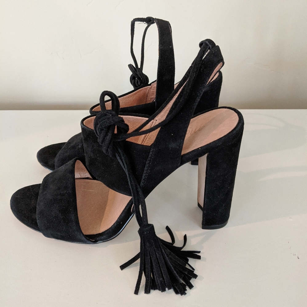 Madewell tie suede heels